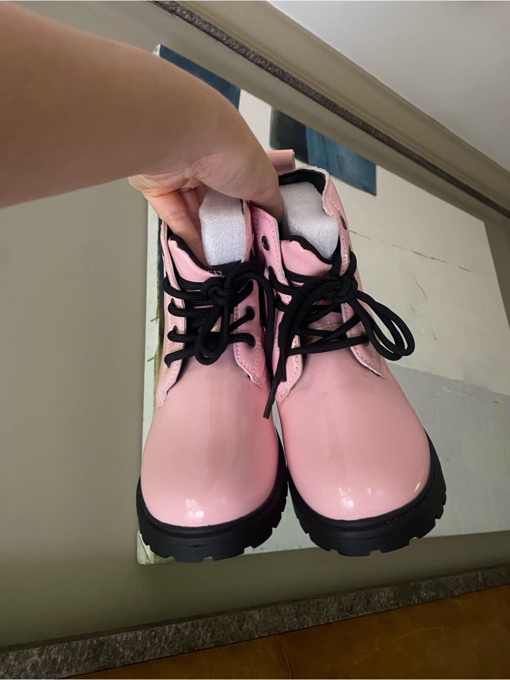 Pink Lace-Up Combat Boots 13c-1Y